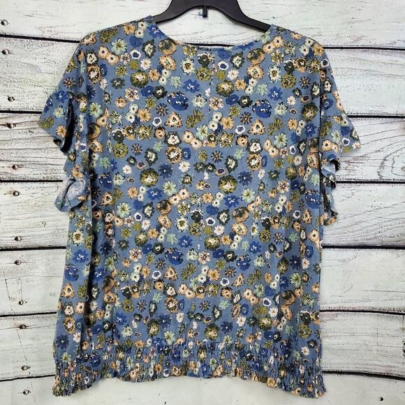 Sonoma Woman's 3x Plus Blue Floral Top - Picture 4 of 7